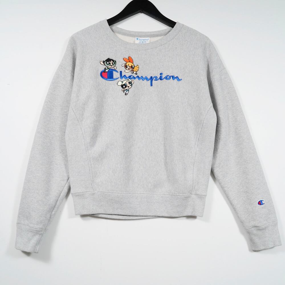 Champion x The Powerpuff Girls Reverse Weave Crewneck Sweatshirt Gray Size S